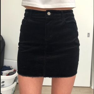Black Corduroy Mini Skirt